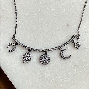 Good luck charms sterling silver black dipped necklace.
